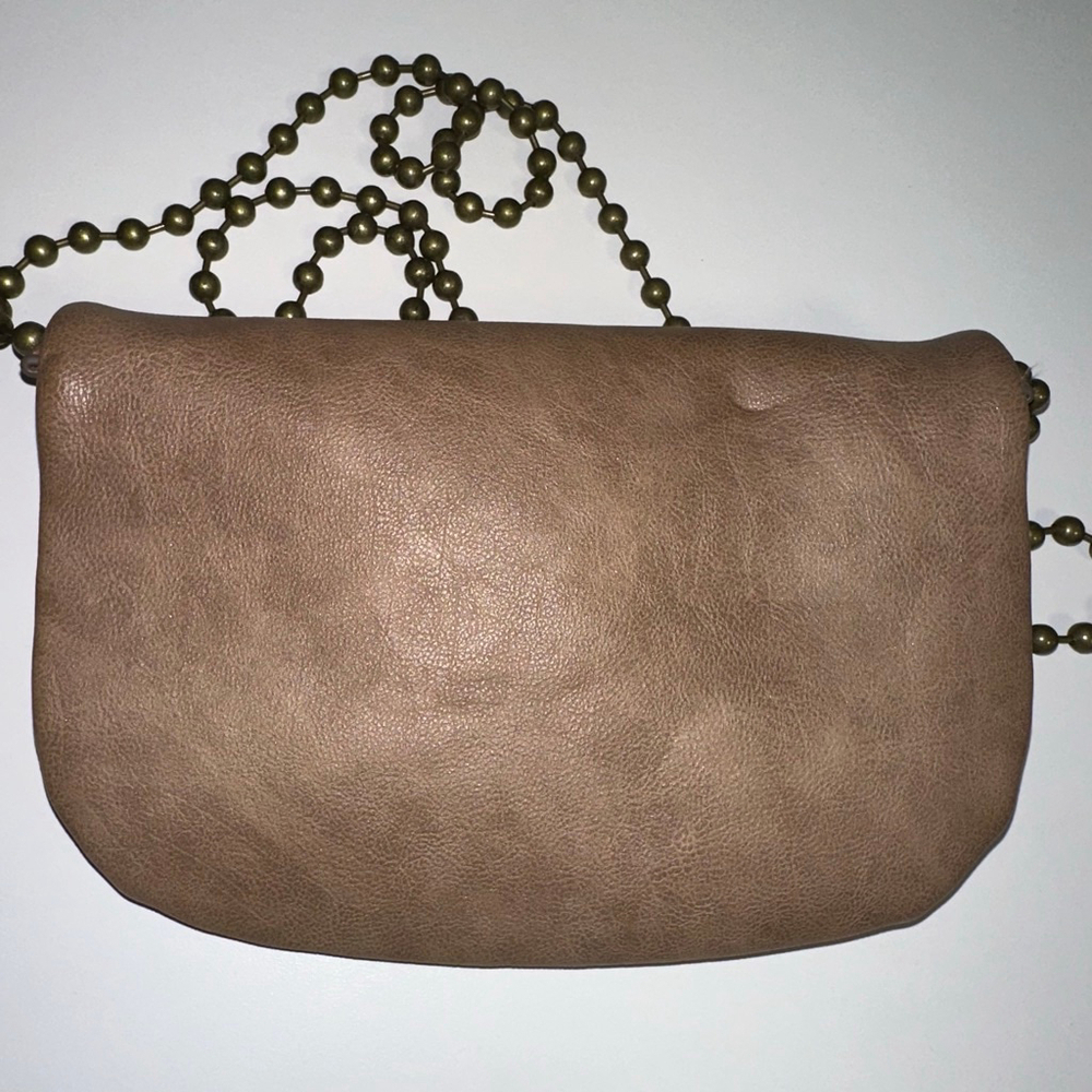 T-Shirt & Jeans Tan Laser Cut Crossbody Bag geometric ball chain strap purse - Picture 16 of 16